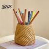 Pencil Organizer Faux Rattan Pen Holder Woven Style Makeup Brush Boho Container