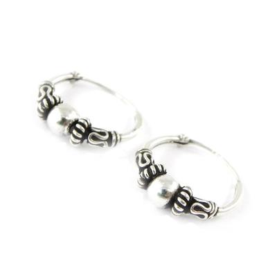 [C9358] - 'Thai' Silver Hoop Earrings 1.5 Cm