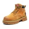 Big yellow boots trendy men's middle help outdoor casual tooling boots autumn and winter new versatile retro middle help short boots 2008-H
