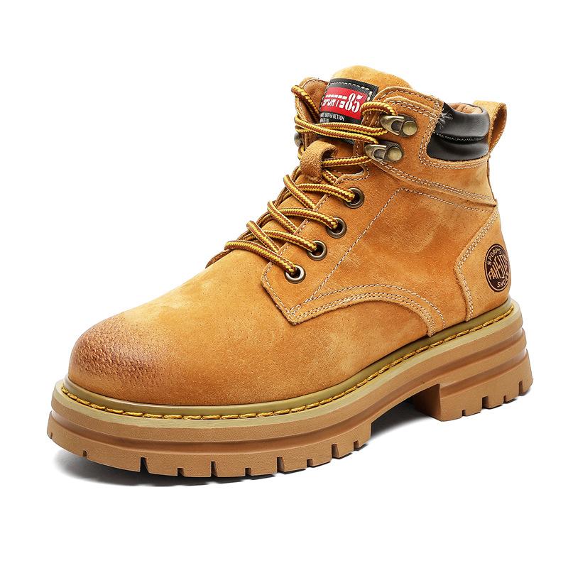 Big yellow boots trendy men's middle help outdoor casual tooling boots autumn and winter new versatile retro middle help short boots 2008-H