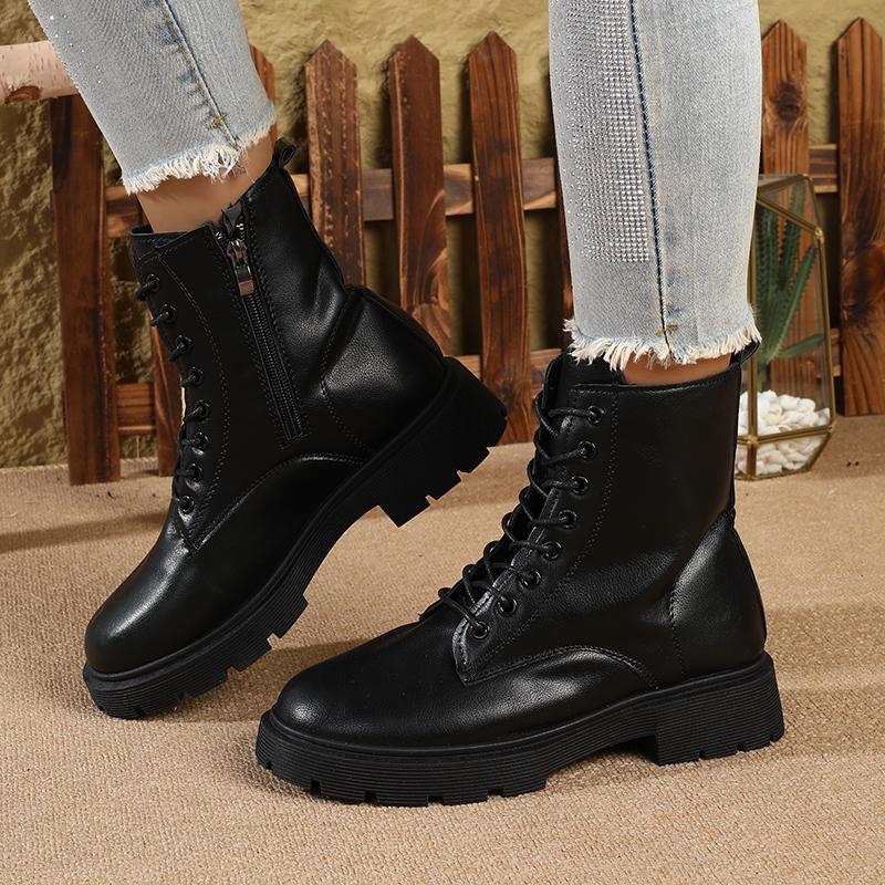 

Новые женские ботинки на платформе в британском стиле для осени/зимы, повседневные кожаные ботинки на шнуровке и с боковой молнией 35