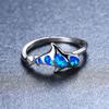 Cute Shark Blue Fire Opal Rings Bridal Wedding Occasion Jewelry Classic Vintage Stylish Fashionable  Color Animal Women Rings