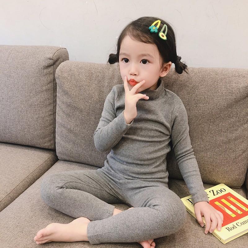 Kids Thermal Pajama Set Long Sleeve Cotton Fleece-Lined Sleepwear Boys Girls Winter A-Class Safety