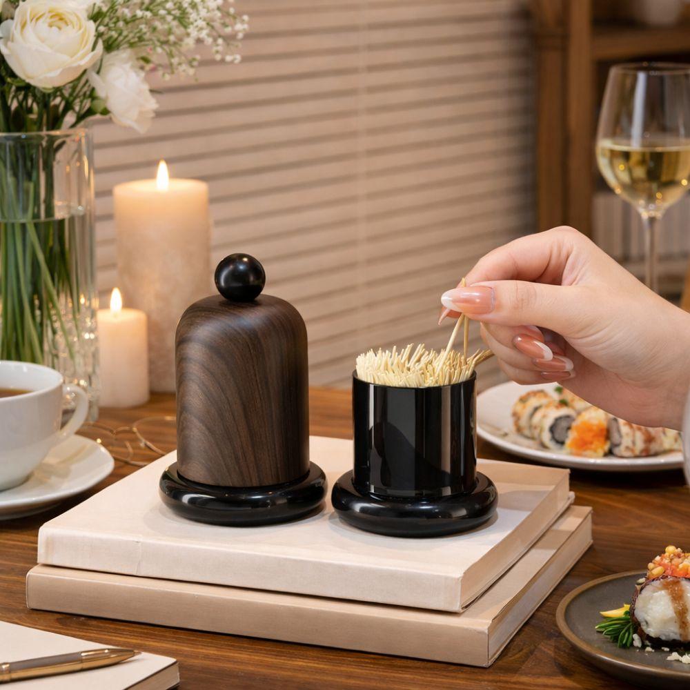 Retro Toothpick Holder with Ball Top Cotton Swab Storage Box Toothpick Box  Living Room Decor