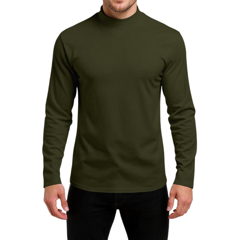 Men's Slim-Fit Casual  Neck Knit Long Sleeve Base Layer Top