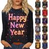 Women's Loose Comfortable Casual Fashion Round Neck New Year Printed Long Sleeve Top