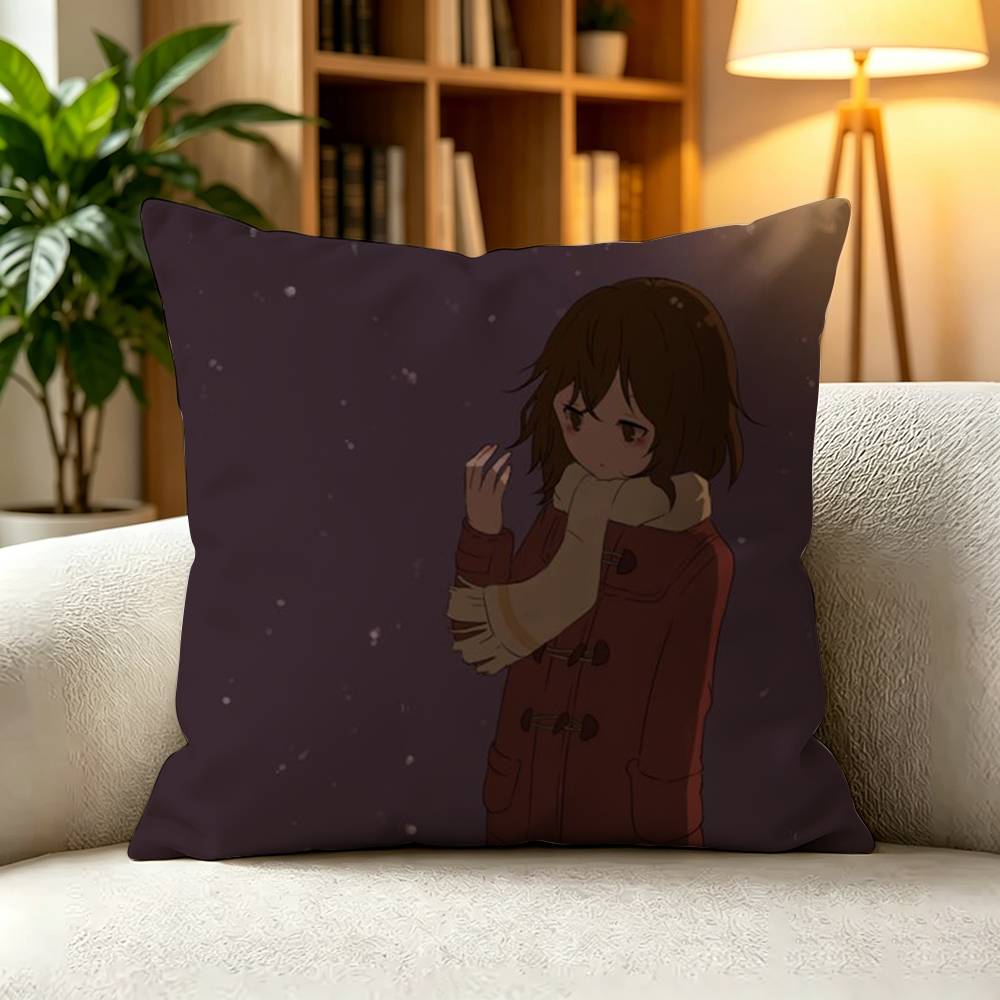 E-Erased Boku dake ga Inai Machi Pillow Case Square Double-Sided Sofa Cushion Cover Bedroom Bedside Pillow