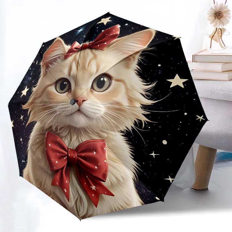 

1pc Cat, Bow Automatic Folding Umbrella - Portable Collapsible, 8-Rib Durable Frame, Perfect for Outdoor Use, yy251218107