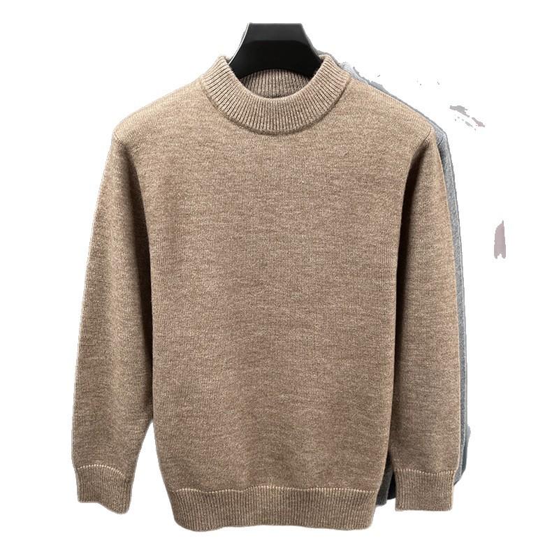 Knitted Sweater Men'S Autumn And Winter Semi-Turtleneck Solid Color Sweater Knitted Sweater Men'S Hair Generation Sweater Bottoming Shirt