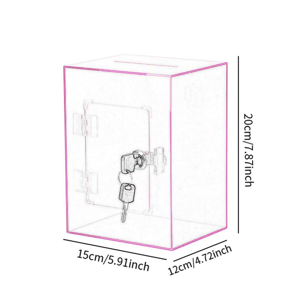 Acrylic Money Saving Box Lockable Coin Storage Box with Keys Large Capacity