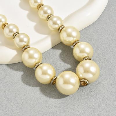 Inlaid Pearl Zircon Necklace Ins Niche Personality Design Hip-hop Style Collarbone Chain Beaded Necklace