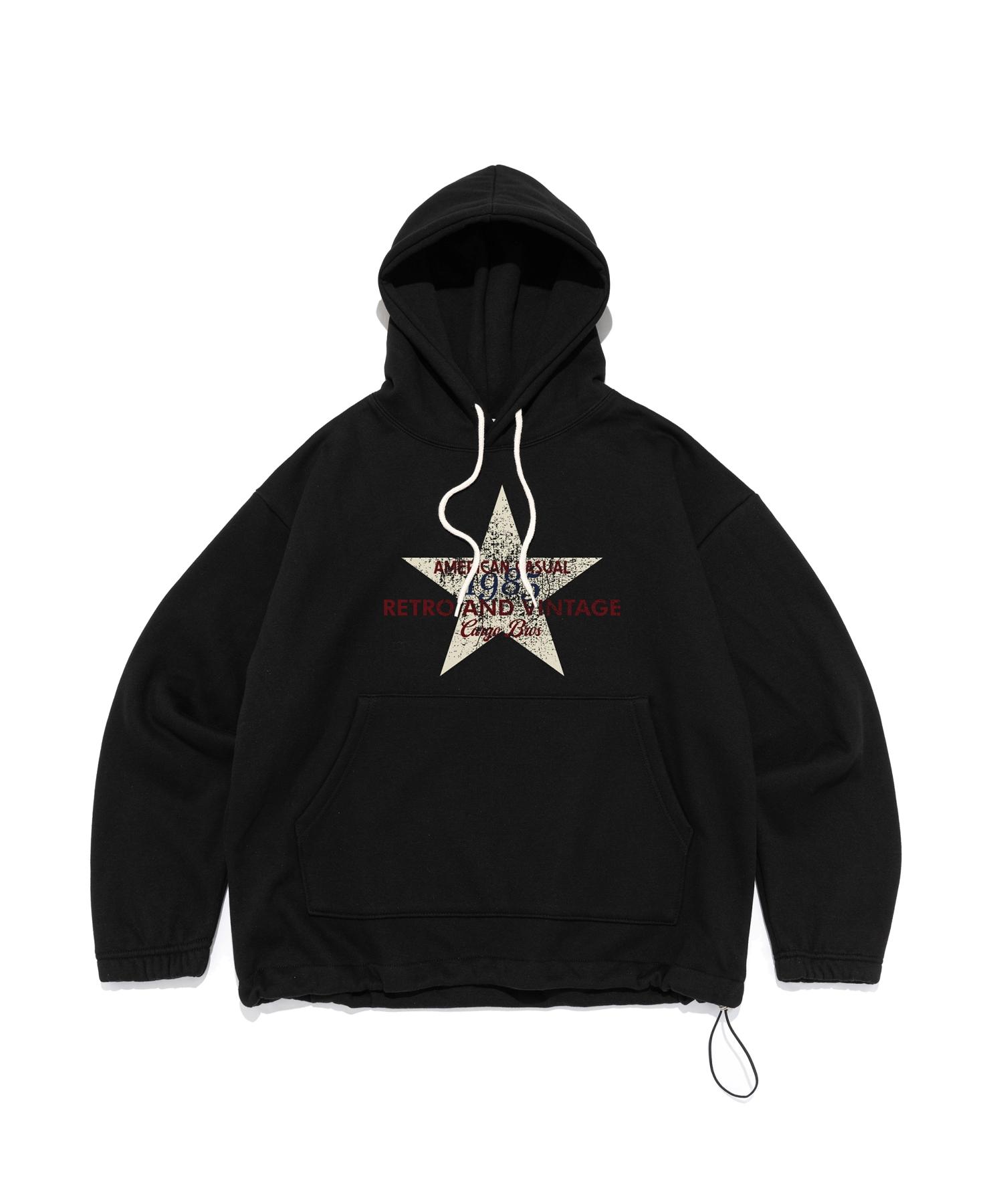 Cargo Bros For Woman Retro Vintage Star String Hoodie (Black) Black/Fleece 1