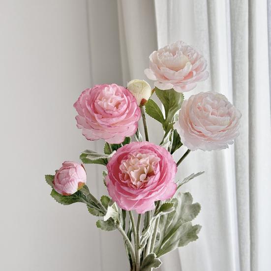 Faux Ranunculus Asiaticus Reusable Artificial Flower Fake Ranunculus Flower for Living Room Dining Table Centerpiece Farmhouse Decor