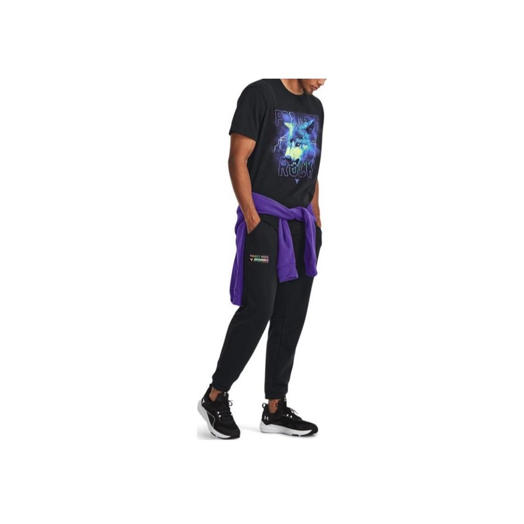 Under Armour Johnson Series Solid Color Elastic Waistband Tapered Knit Sports Pants Men Pants Black 1380158-001