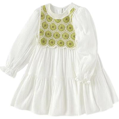 Balabala Girls' 2025 Spring Faux Two-Piece Dress