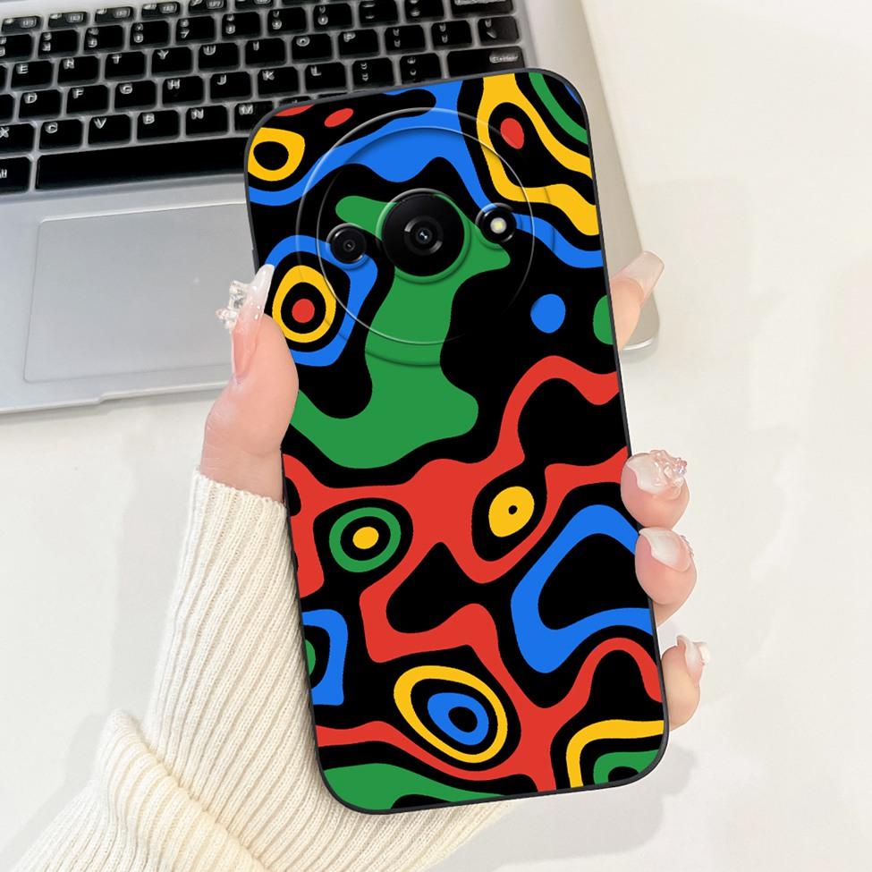 Für Redmi A3 Hülle Niedliche Cartoon Katze Ästhetisch Blumenmädchen Junge Stoßfeste Silikon-Rückabdeckung Für Xiaomi Redmi A3 Handyhülle Coque