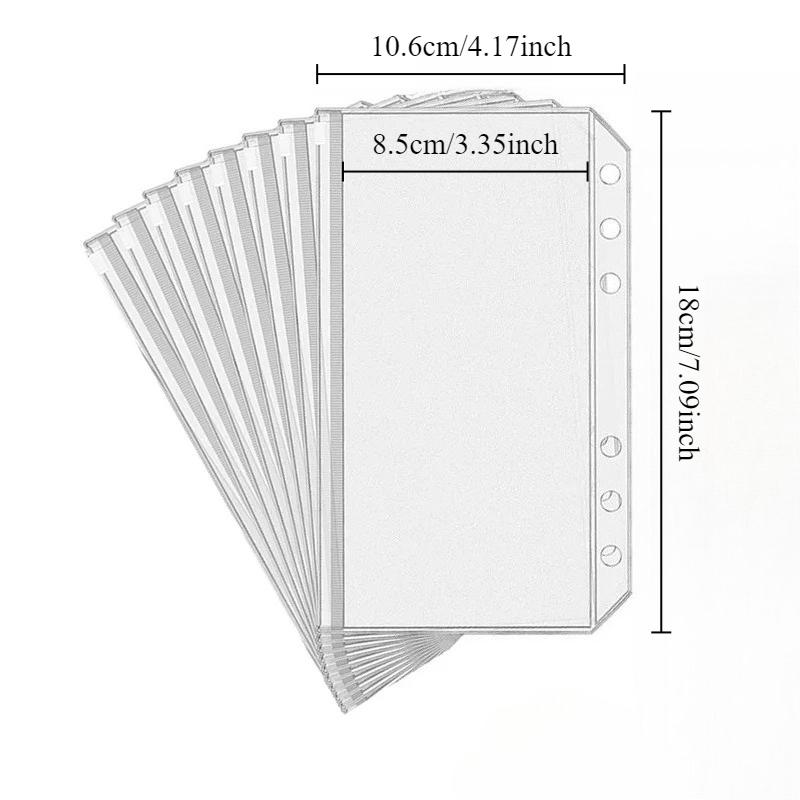 10PCS PVC Binder Pocket Cash Envelopes A5 A6 A7 Zipper Folders Pouches Money Organizer Budget Document Filing Loose Leaf Inserts