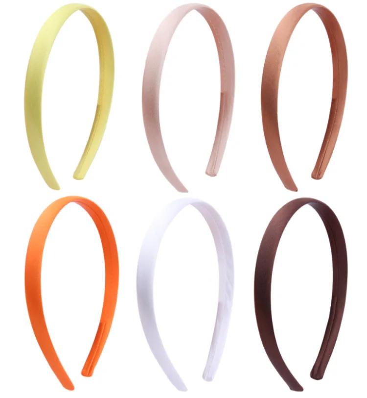1.5cm Solid Headbands Satin Headband DIY Crafts Hairband Colorful Head Bands for Girls Women Thin Elastic Hair Hoop Accessories