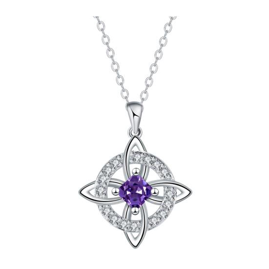Celtic Knot Necklace Witches Knot Birthstone Necklace Sparkling Celtic Symbol Necklace Wiccan Spiritual Jewelry Gift for Women Mom Wife Girlfriend