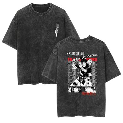 T-shirt in Cotone Lavato Vintage Estate 2026 Jujutsu Stile Streetwear Oversize con Toji Fushiguro