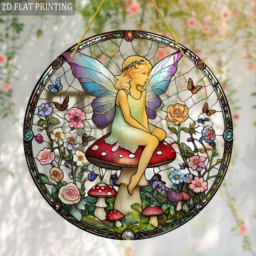 Sun Catcher Window Enchanting Elf Fairy Acrylic Door Display, Four Seasons Decoration, Novelty Home Decor, Perfect Durable for Bedroom, Store, Office