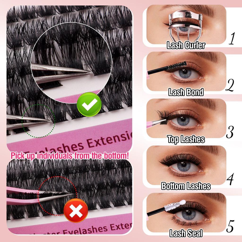 C Curvature Diy Segmented Single Cluster Of False Eyelashes 8-18Mm Thick Curled Eyelashes