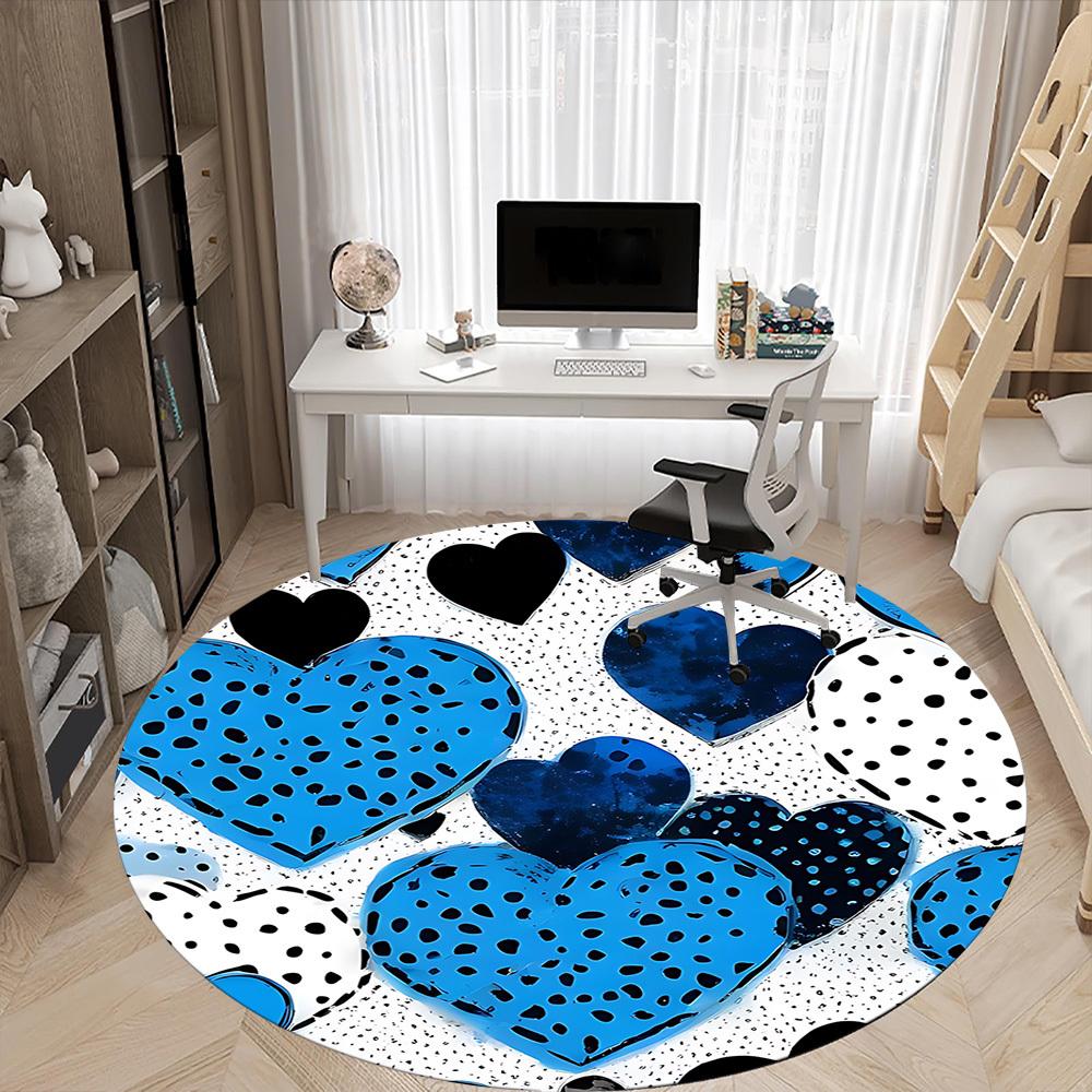 1pc Heart Print Chair Carpet for Office, Non slip, Soft and Durable Office Rug for Interior Decoration