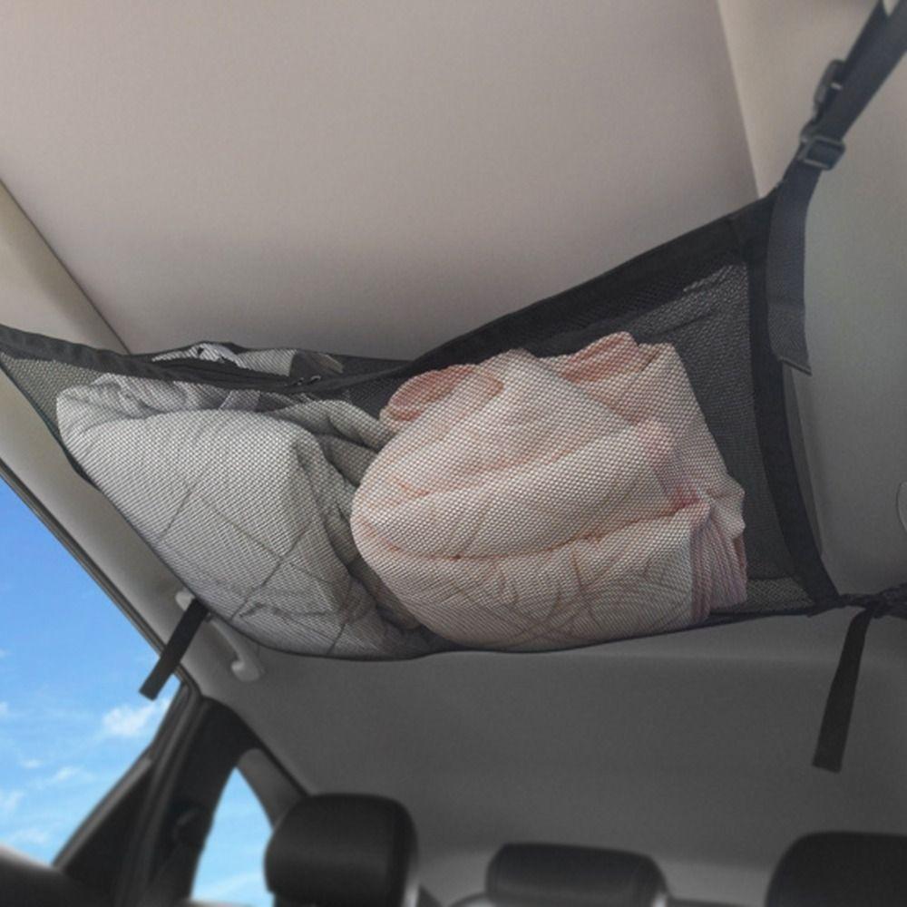 Double-Layer Roof Storage Bag Polyester Mesh Car Roof Storage Bag  Road Trips