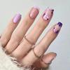 Unghie Artificiali Viola Fiori Piccoli Medie e Lunghe Trasparenti Nail Art Stile Ins Indossa Unghie Alta Qualità Nail Art