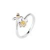 New Fashion Beautiful Flower Bee 925 Sterling Silver Jewelry Female Simple Sweet Cartoon Opening Rings  R400