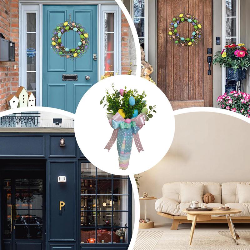 Easter Eggs Wreath Spring Season Ornaments Carrot Door Garland Happy Easter Holiday Indoor Outdoor Decorative Wreath