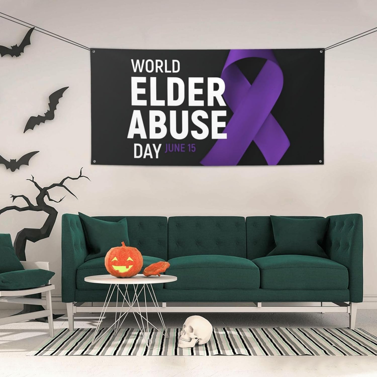 We Wear Purple For Elder Abuse Awareness Banner Backdrop Holiday Sign Wall Hanging Background Photography Tapestry Decorations And Supplies Flags For
