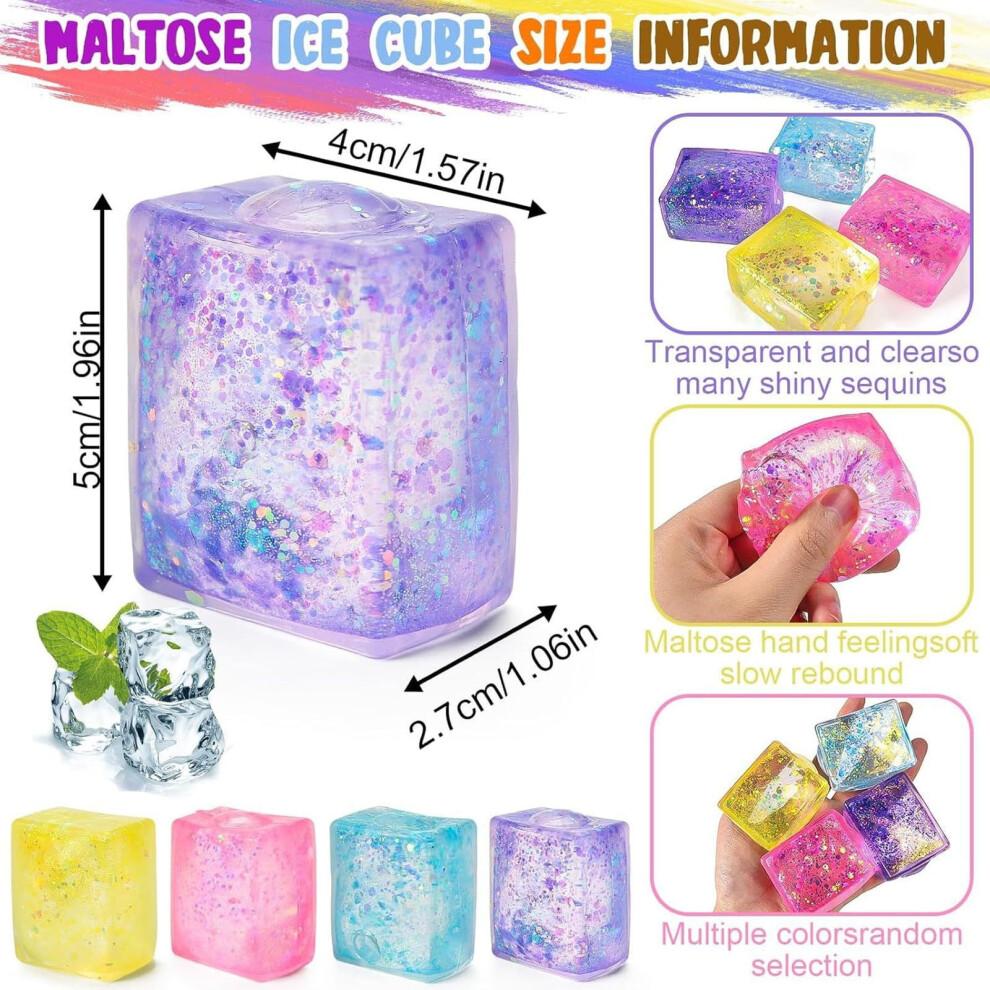 Squish Stress Toys, Glitter Slow Rising Fidget Sensory Toys, Large TPR Squeeze Toys for Adults ADHD Focus Anxiety Relief