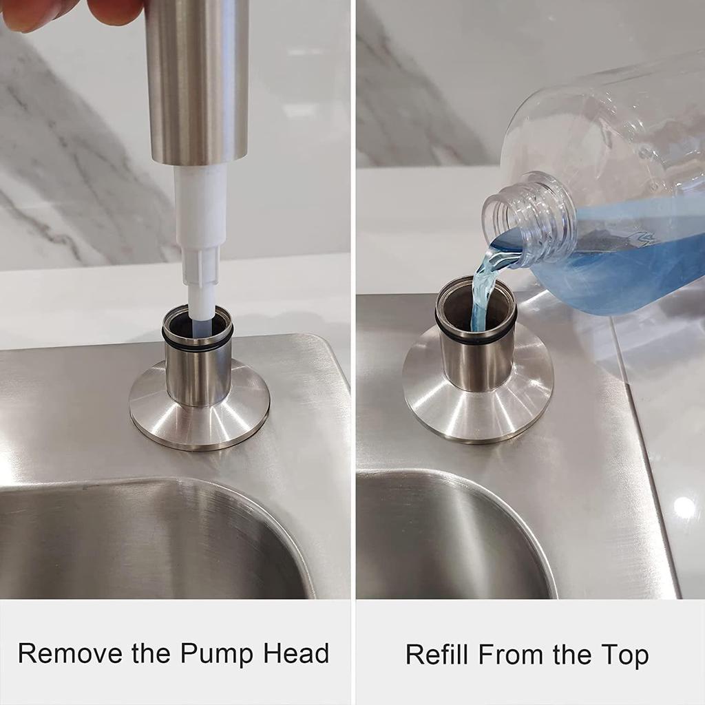Matte Black Kitchen Sink Soap Dispenser, Press-Type, 500ml Capacity, Brass-Plated Threaded Tube