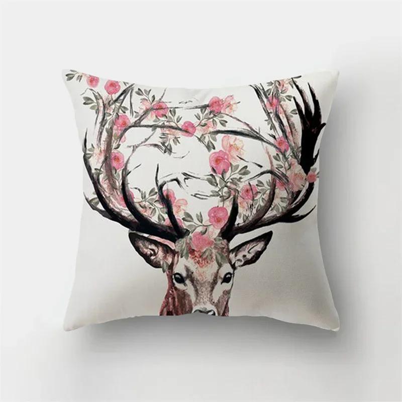 Bank Huisdecoratie Dieren Kussensloop Natuurlijke Bladeren Bloemenlandschap Kussenhoes Kort Pluche