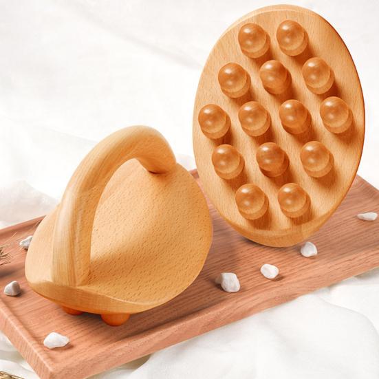 Wooden Massage Tools with Handle 14 Beads Wooden Massage Roller for Body Shaping Lymphatic Drainage Cellulite Massage Gua Sha Therapy