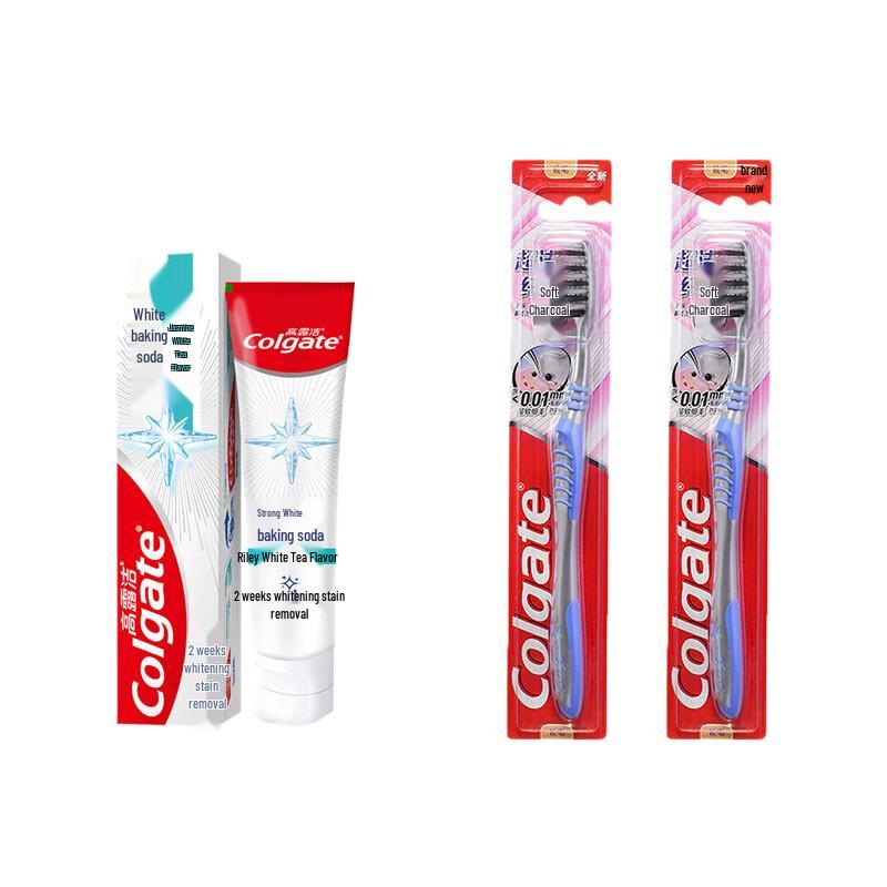 Colgate Whitening Baking Soda Spearmint Toothpaste & Charcoal Toothbrush Set
