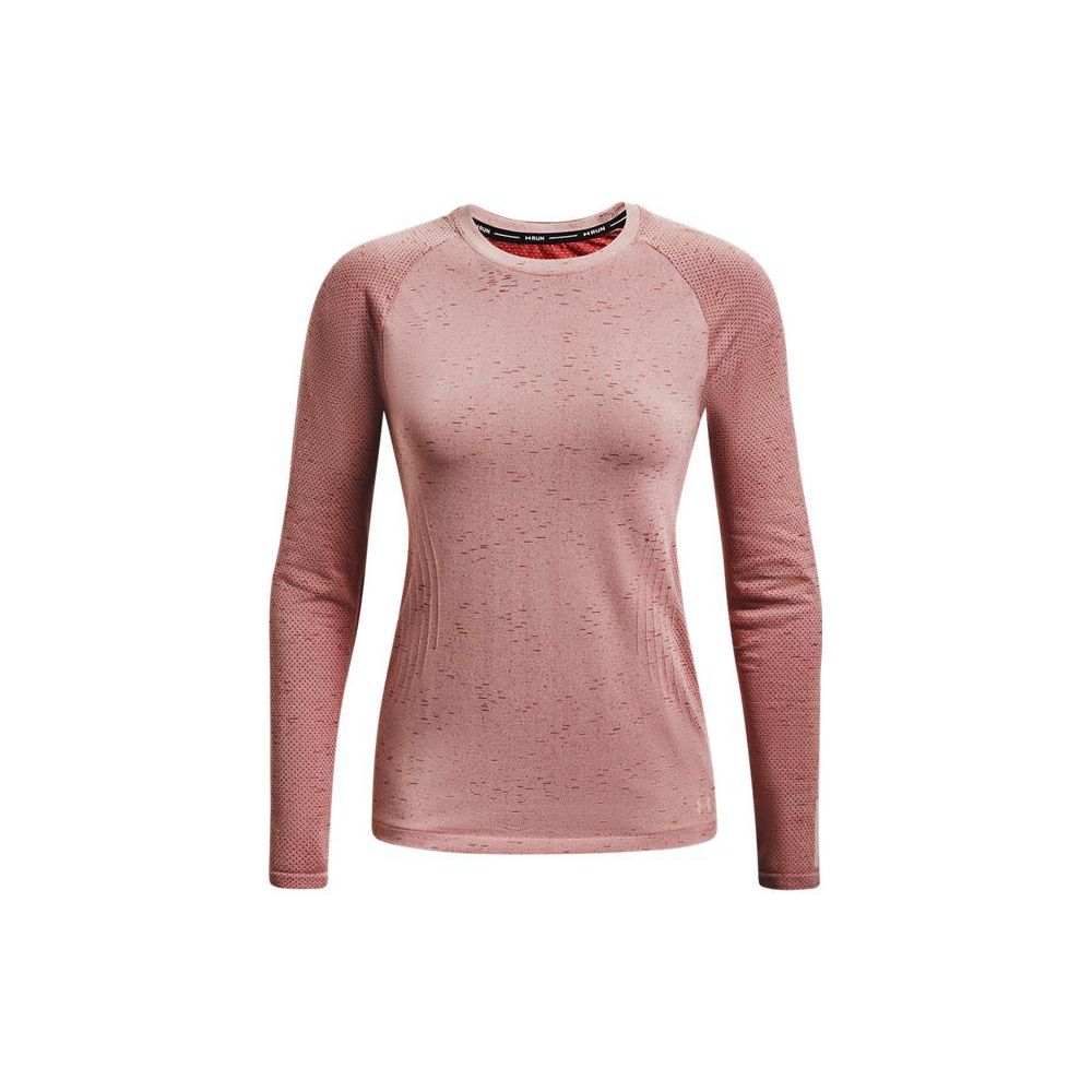 

Under Armour Однотонная спортивная футболка для бега с круглым вырезом и длинным рукавом, женская, розовая 1365627-676 L