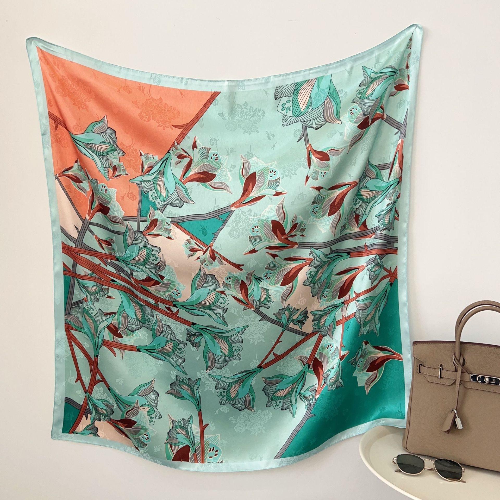 

90 см квадратный большой квадратный шарф Four Seasons, роскошная декоративная рубашка, профессиональный платок, повязка на голову, солнцезащитный платок 90*90