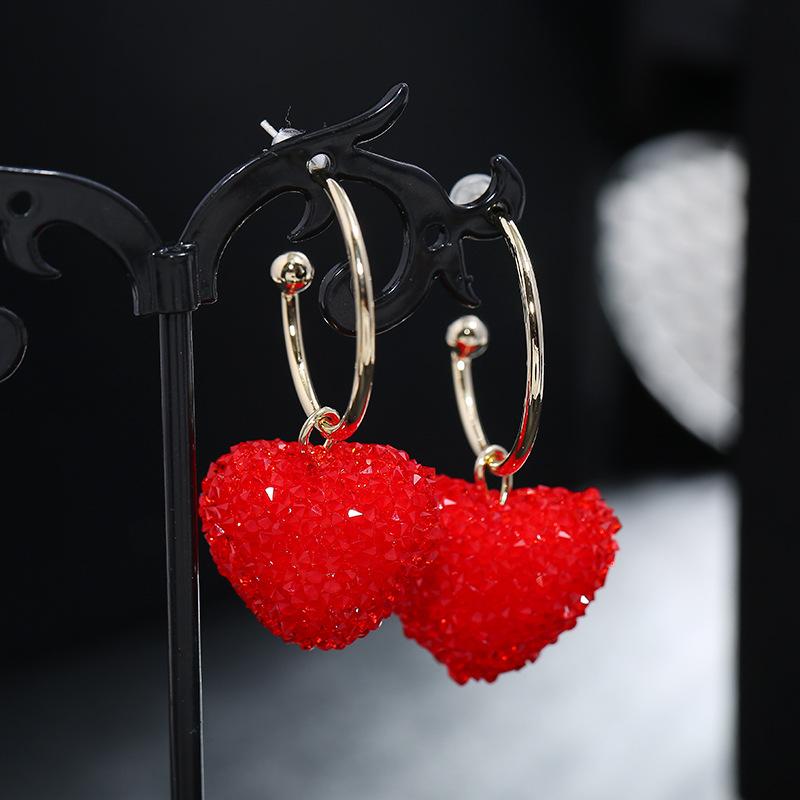 Simple and Stylish 925 Silver Needle Stud Earrings Femininity Elegant Red Crystal Earrings Earrings Long Fringed Ear Jewelry