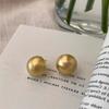 Frosted Gold-plated Brushed Spherical Stud Earrings for Women Retro Unique Creative Versatile Accessories brincos