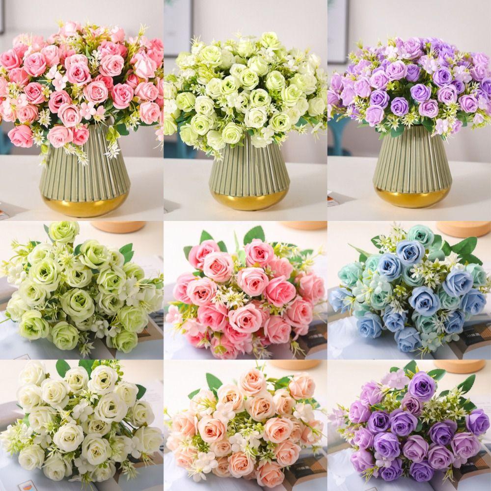 30cm Rose Silk Bouquet Landscape Colorful Imitation Flowers 10 Heads Terrain Model Artificial Silk Flowers Home Decorations