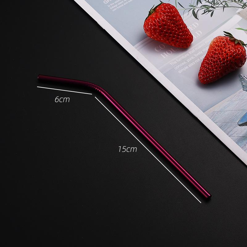 304 Stainless Steel Straw Set Color Metal Straw Restaurant Milk Tea Beverage Coffee Tube Straight Pipe Elbow Set