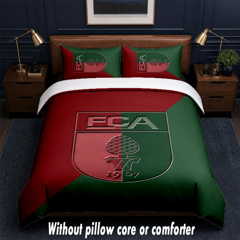 FC Augsburg FC Design Bett Bettwäsche-Set 1 Bettbezug + 2 Kissenbezüge Weich Atmungsaktiv Haushalt Bettwäsche