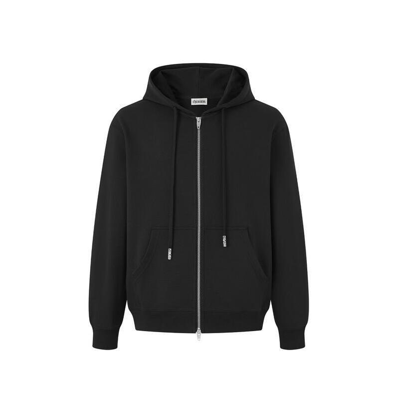 CHINISM Men s Patch Embroidery Hooded Cardigan Sweatshirt S