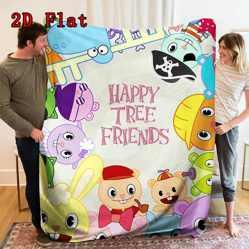 Happy Tree Friends 2D Flat Pattern Flannel Blanket High quality All Seasons Warmth and Comfort Perfect for Christmas Gifts.PMT0914415