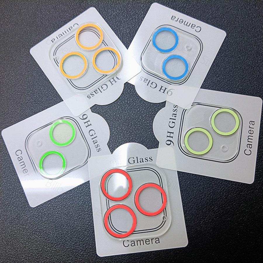 Für iPhone 11 12 13 14 Pro Max Luminous Kamera Objektiv Schutzring gehärtetem Glas Schutzfolie
