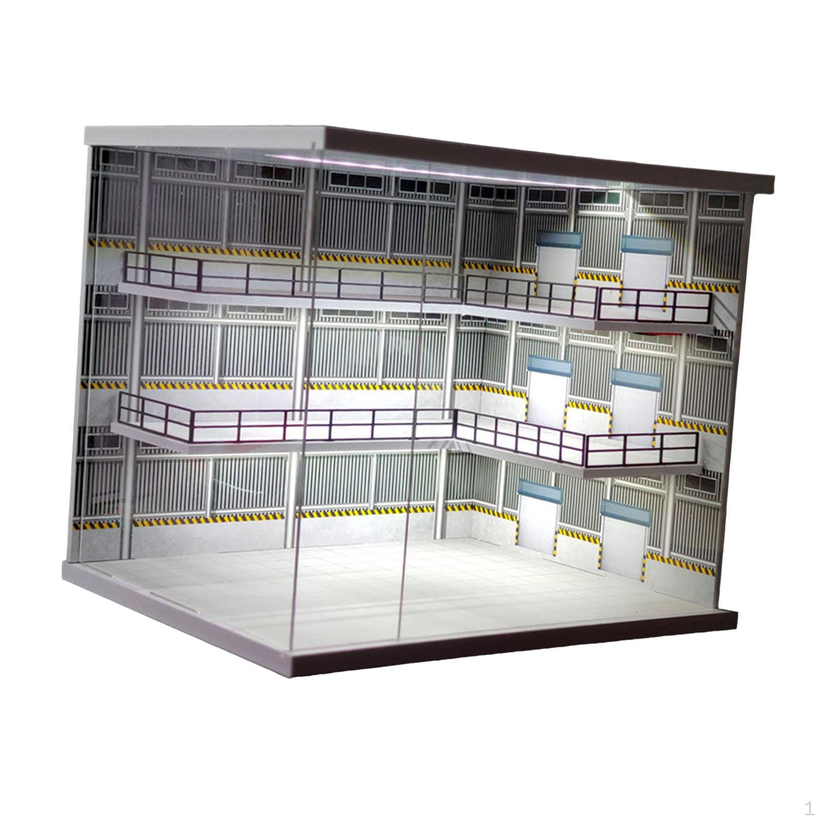 

1/64 Литая Модель Автомобиля Витрина Диорама Хранение Гаражный Бокс с Подсветкой Игрушечные Машинки Настольный Декор Style A