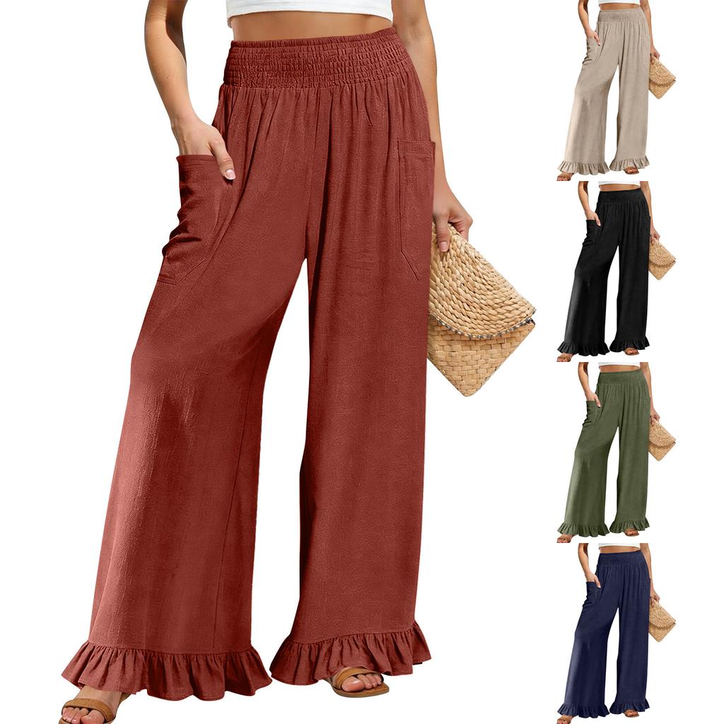 Women's Wide-leg Pants With Pockets, Comfortable Dress Pants, Women's High-waisted Business Casual Pants