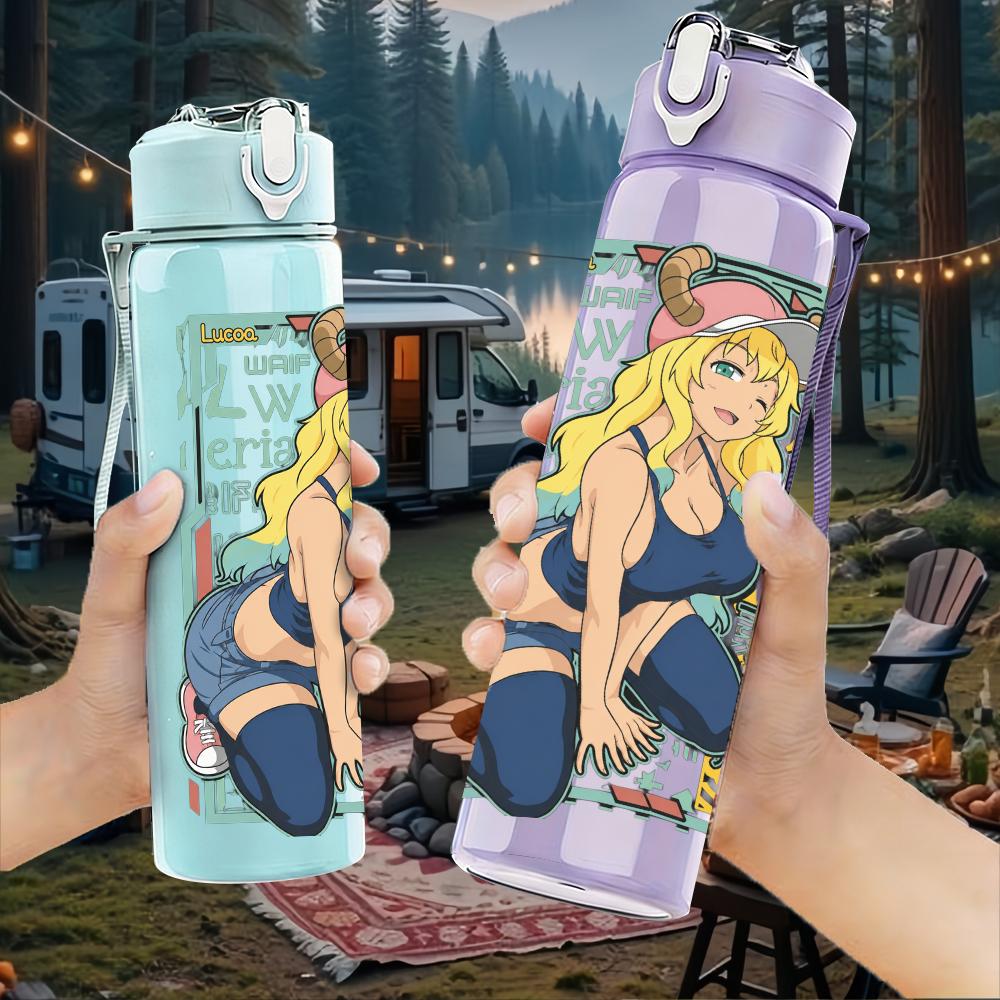 1PC Retro Blonde Pin-up Girl Colorful Print 750ml Portable Sports Water Bottle Leakproof Gym Outdoor Travel Drink Cup